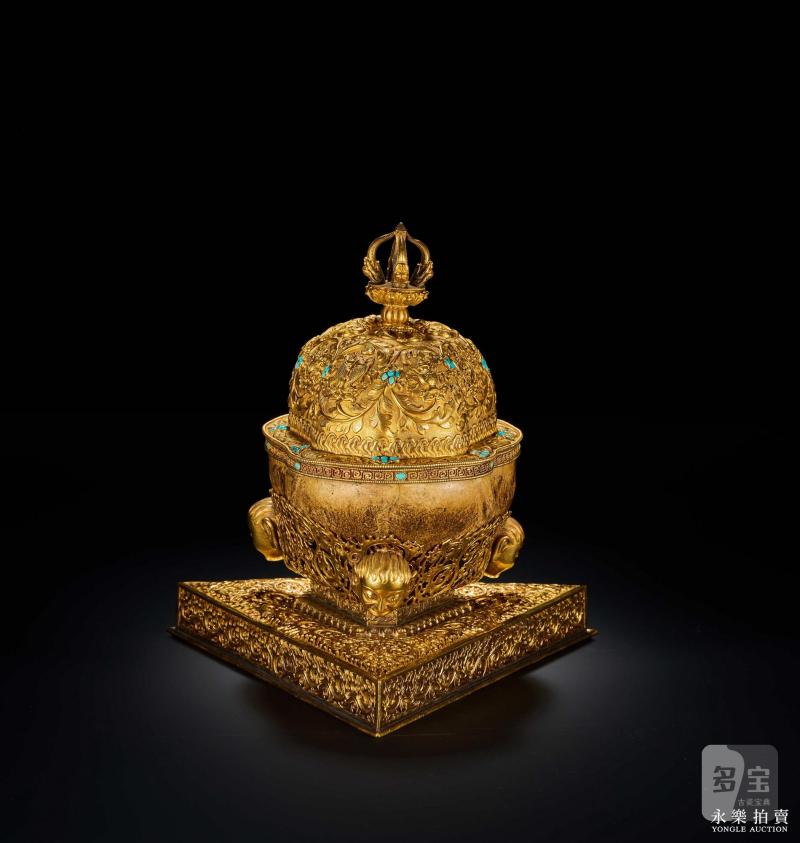 清乾隆 御制金质嵌松石八吉祥纹嘎巴拉碗 - 图18